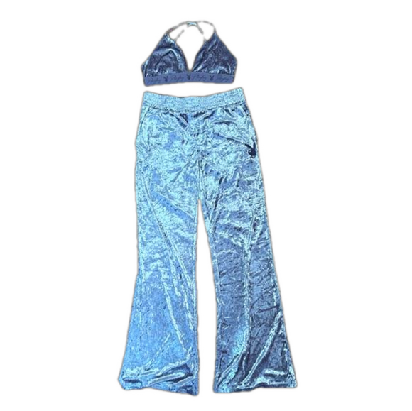 PLAYBOY Other - Playboy Y2K velour pants and matching bikini top set retro chic loungewear